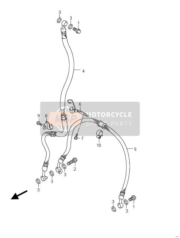 Suzuki GSF650(S)(A)(SA) BANDIT 2011 Tubo freno anteriore (GSF650SU) per un 2011 Suzuki GSF650(S)(A)(SA) BANDIT