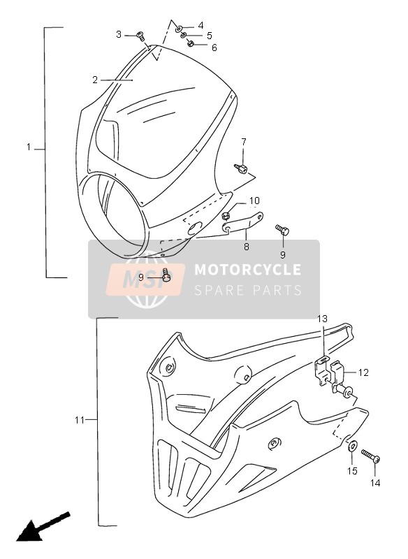 9440101810YC2, Cowling Set, Under   (Blue), Suzuki, 0