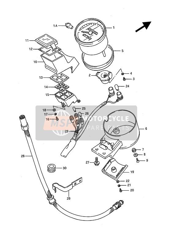 Suzuki VS1400GL(P)(F) INTRUDER 1992 Speedometer for a 1992 Suzuki VS1400GL(P)(F) INTRUDER