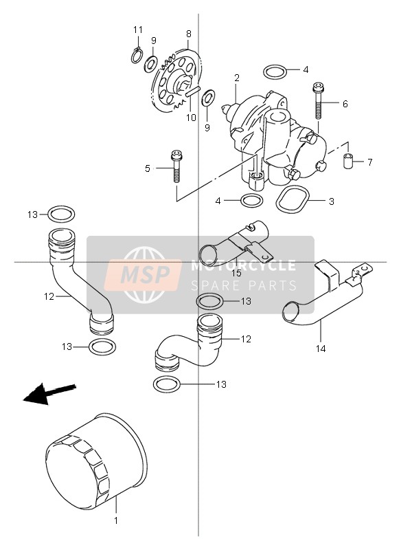 Suzuki GSF600(N)(S) BANDIT 2002 La pompe à huile pour un 2002 Suzuki GSF600(N)(S) BANDIT