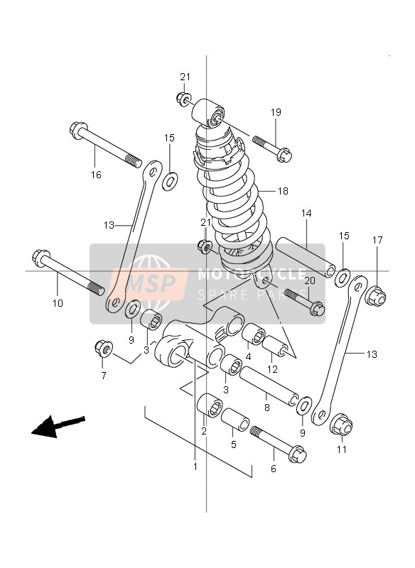 Suzuki GSF600(N)(S) BANDIT 2002 Levier de coussin arrière pour un 2002 Suzuki GSF600(N)(S) BANDIT