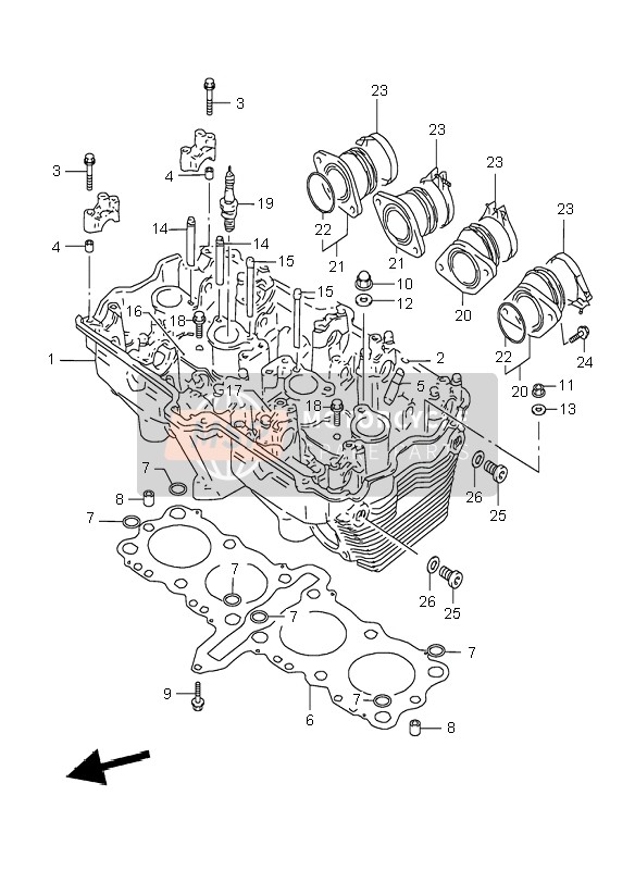 Suzuki GSX600F 2002 Cylinder Head for a 2002 Suzuki GSX600F