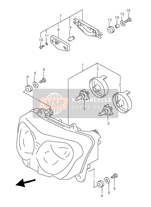 Suzuki GSX600F 2002 Headlamp (E24) for a 2002 Suzuki GSX600F