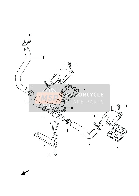 1847115H00, Hose, 2ND Air Valve Lh, Suzuki, 2