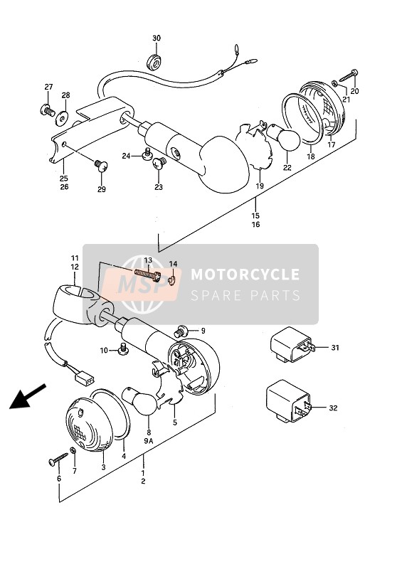 Suzuki VS1400GL(P)(F) INTRUDER 1994 Turn Signal Lamp for a 1994 Suzuki VS1400GL(P)(F) INTRUDER