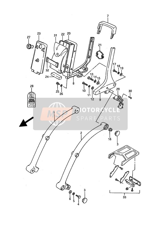 Suzuki VS1400GL(P)(F) INTRUDER 1994 Duozitting Bijrijderhandvat voor een 1994 Suzuki VS1400GL(P)(F) INTRUDER