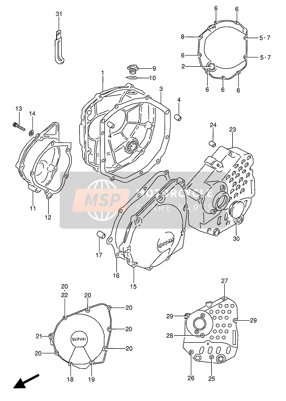 Suzuki GSX600F(U)(U2) 1989 Carterdeksel voor een 1989 Suzuki GSX600F(U)(U2)