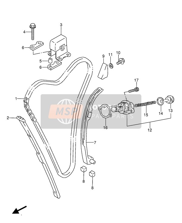 Suzuki GSX600F(U)(U2) 1989 Cadena de leva para un 1989 Suzuki GSX600F(U)(U2)