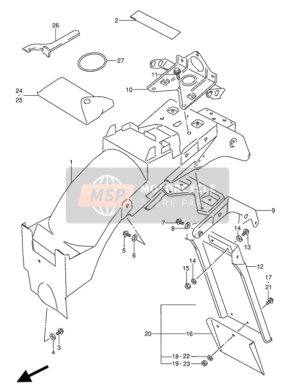 Suzuki GSX600F(U)(U2) 1989 Rear Fender for a 1989 Suzuki GSX600F(U)(U2)