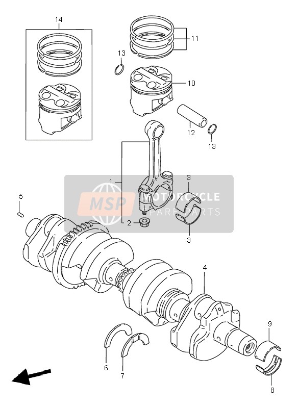 Suzuki GSF600(N)(S) BANDIT 1998 Vilebrequin pour un 1998 Suzuki GSF600(N)(S) BANDIT