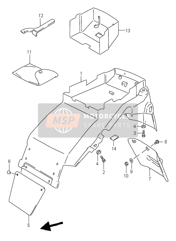 Suzuki RF600R 1995 Guardabarros trasero para un 1995 Suzuki RF600R