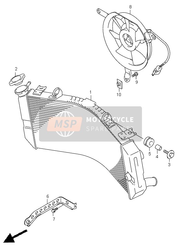 Suzuki GSX-R600 2002 Radiator voor een 2002 Suzuki GSX-R600