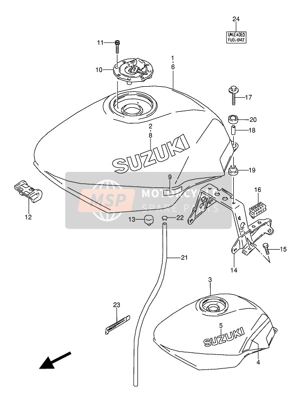 Suzuki GSX600F(U)(U2) 1991 TANK für ein 1991 Suzuki GSX600F(U)(U2)