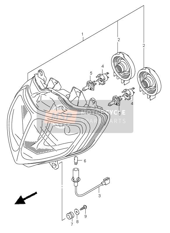 Suzuki GSX-R600 2002 Headlamp (E2-E19) for a 2002 Suzuki GSX-R600