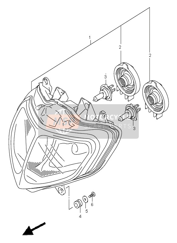 Suzuki GSX-R600 2002 Lampe Frontale (E24) pour un 2002 Suzuki GSX-R600