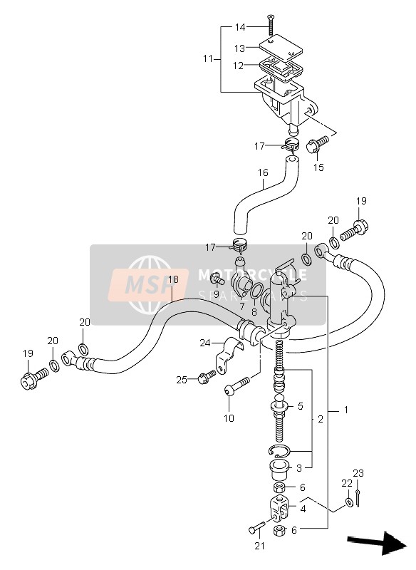 Suzuki GSX-R600 2002 Rear Master Cylinder for a 2002 Suzuki GSX-R600