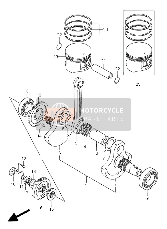 Suzuki LS650 SAVAGE 2002 Crankshaft for a 2002 Suzuki LS650 SAVAGE