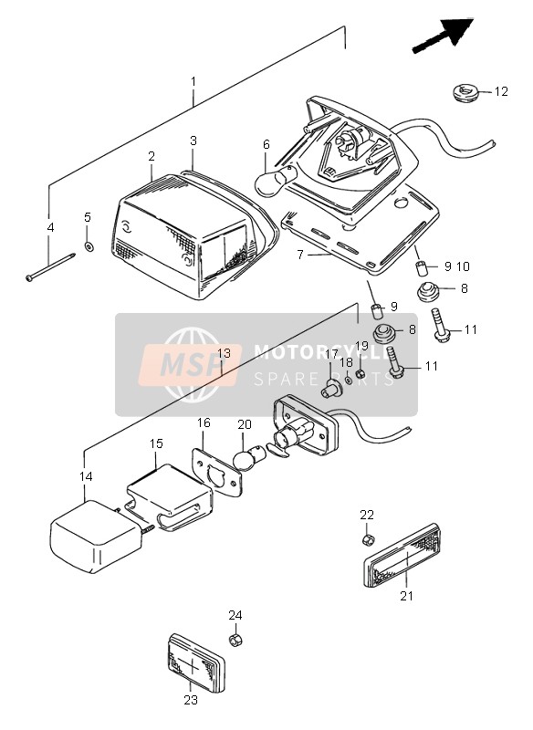 Suzuki LS650 SAVAGE 2002 Lampe combinée arrière pour un 2002 Suzuki LS650 SAVAGE