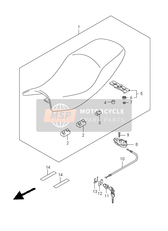 4528033400, Cable, Seat Lock, Suzuki, 1