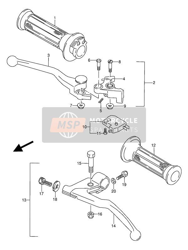 Suzuki GSX600F(U)(U2) 1992 Palanca de la manija para un 1992 Suzuki GSX600F(U)(U2)