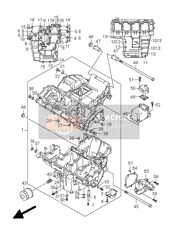 Suzuki GSX1300BK(A) B-KING 2008 Crankcase for a 2008 Suzuki GSX1300BK(A) B-KING