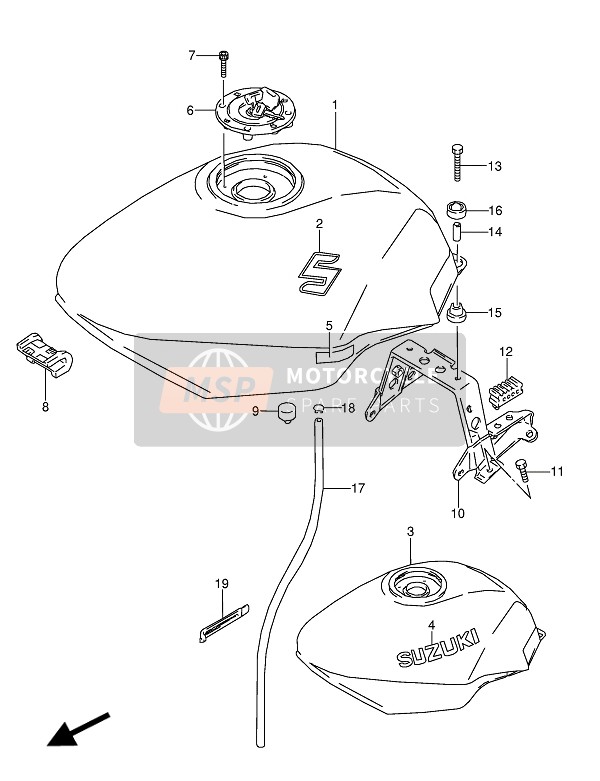 4410021CB01MW, Tank Assy, Fuel (Red), Suzuki, 0