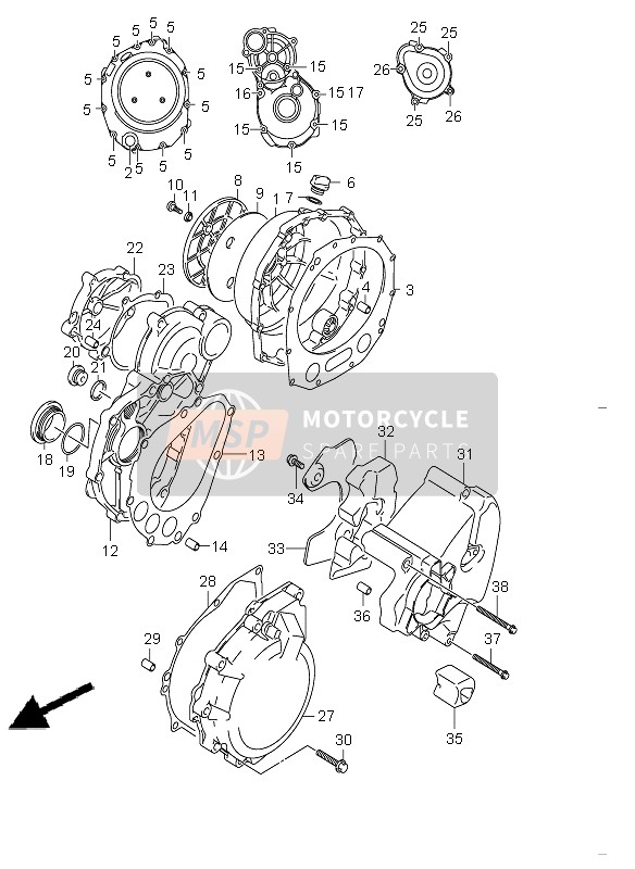 Suzuki GSX1300R HAYABUSA 2008 Crankcase Cover for a 2008 Suzuki GSX1300R HAYABUSA