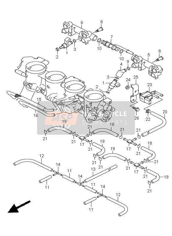 Suzuki GSX1300R HAYABUSA 2008 Throttle Body Hose & Joint for a 2008 Suzuki GSX1300R HAYABUSA