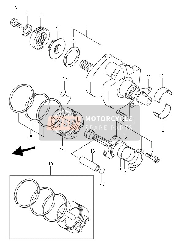 Suzuki SV650(N)(S) 2002 Albero motore per un 2002 Suzuki SV650(N)(S)