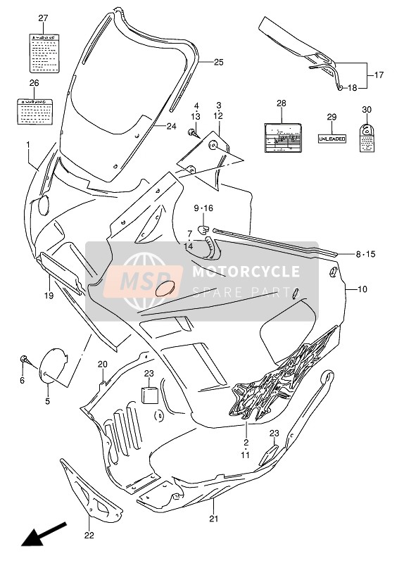 9447119C001TY, Cover, Cowl Under Rh   (Red), Suzuki, 0