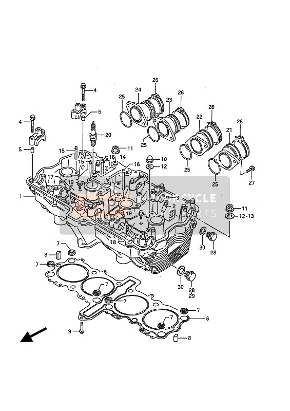 Suzuki GSX1100F 1989 Cylinder Head for a 1989 Suzuki GSX1100F