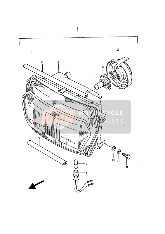 Suzuki GSX1100F 1989 Headlamp for a 1989 Suzuki GSX1100F