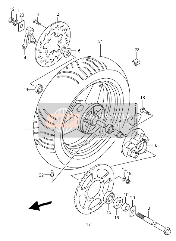 Suzuki SV650(N)(S) 2002 Ruota posteriore per un 2002 Suzuki SV650(N)(S)