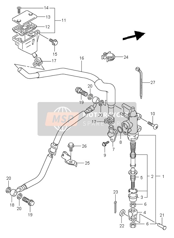 Suzuki SV650(N)(S) 2002 Maître-cylindre arrière pour un 2002 Suzuki SV650(N)(S)