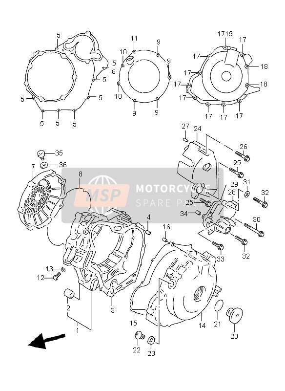 Suzuki TL1000R 2002 Tapa del cárter para un 2002 Suzuki TL1000R