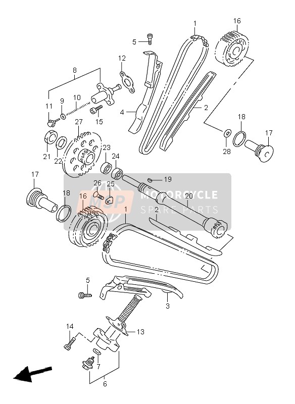 Suzuki TL1000R 2002 Catena a camme per un 2002 Suzuki TL1000R