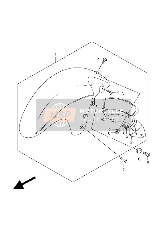 5310015H00YAY, Fender, Front (Black), Suzuki, 0