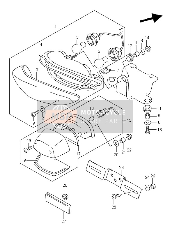 Suzuki TL1000R 2002 RÜCKLICHT für ein 2002 Suzuki TL1000R