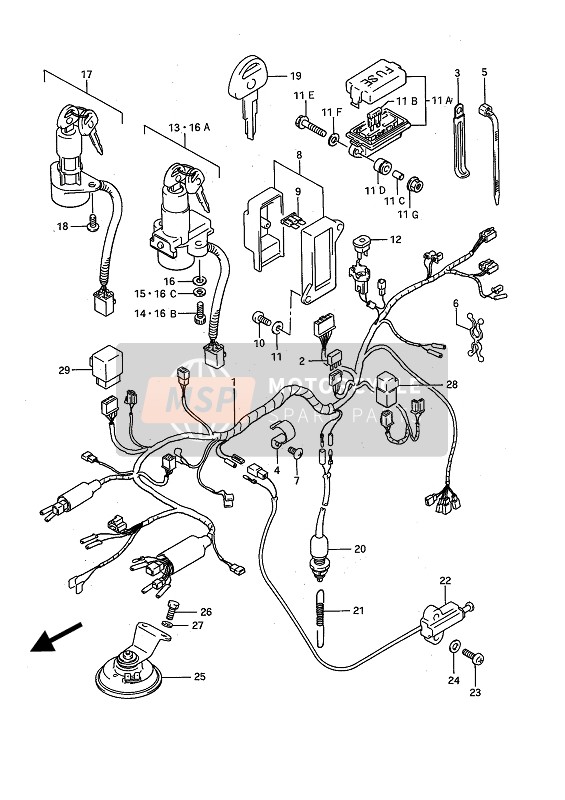 Suzuki GSX1100F 1990 Wiring Harness for a 1990 Suzuki GSX1100F