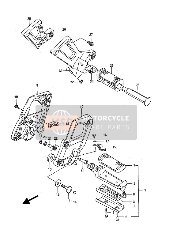 Suzuki GSX1100F 1990 FUSSRASTE für ein 1990 Suzuki GSX1100F