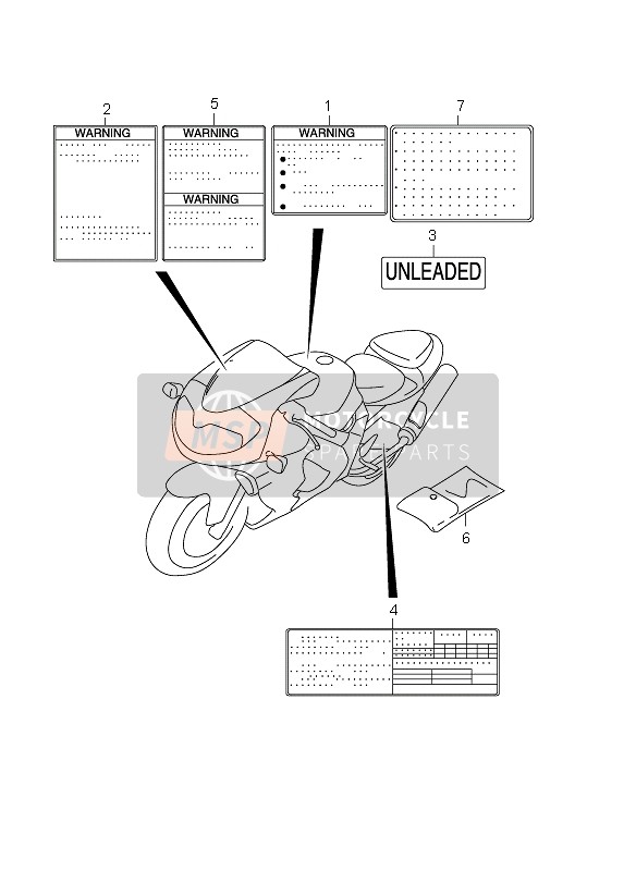 Suzuki TL1000R 2002 Etiket voor een 2002 Suzuki TL1000R