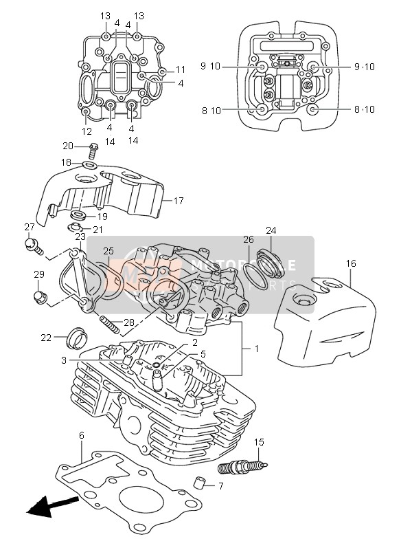 Suzuki VL125 INTRUDER 2002 Cylinder Head (Rear) for a 2002 Suzuki VL125 INTRUDER