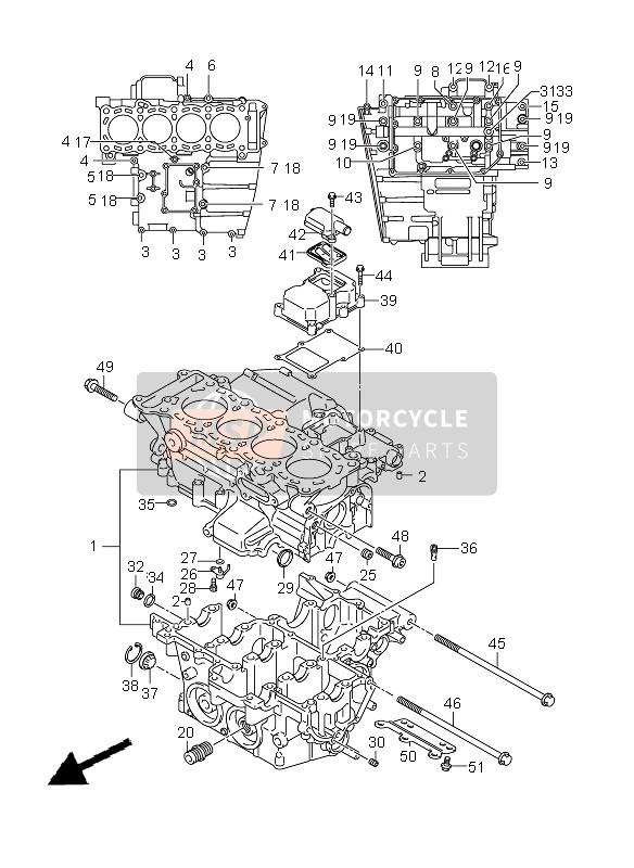 Suzuki GSX-R600 2008 Crankcase for a 2008 Suzuki GSX-R600