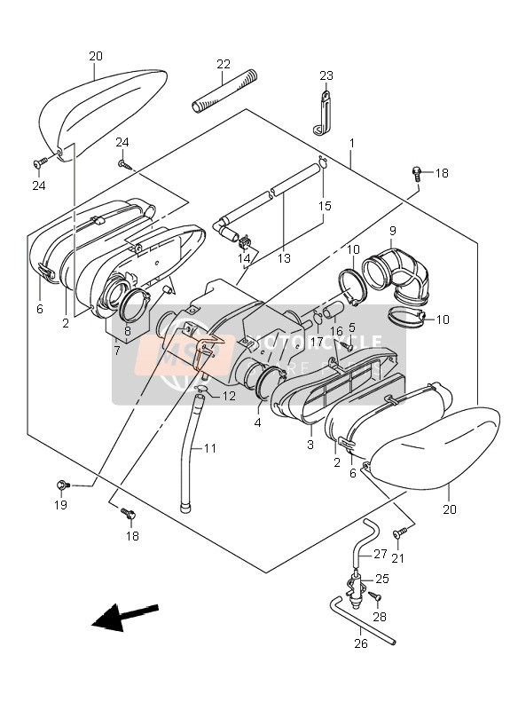 Suzuki VL125 INTRUDER 2002 Air Cleaner for a 2002 Suzuki VL125 INTRUDER