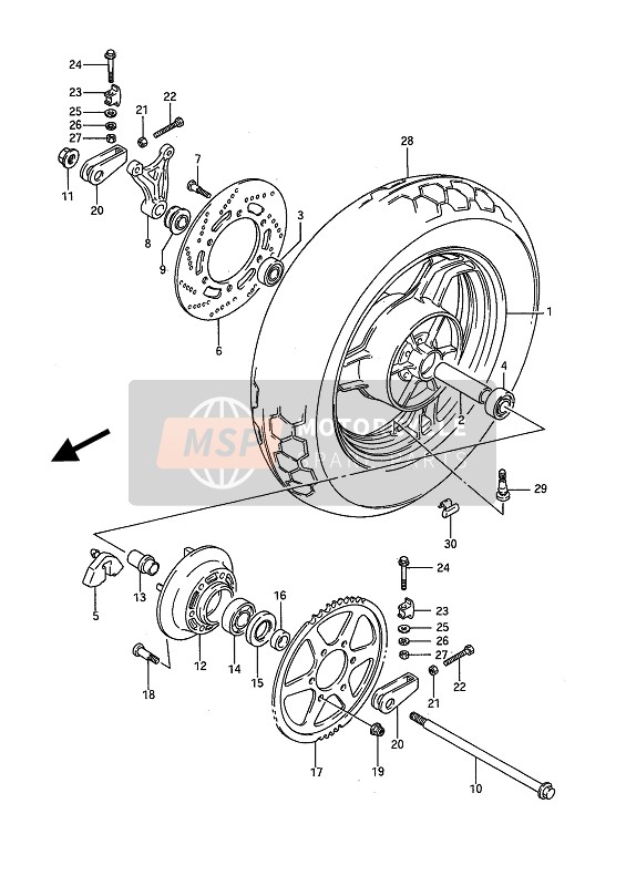 Suzuki GSX1100F 1990 Ruota posteriore per un 1990 Suzuki GSX1100F