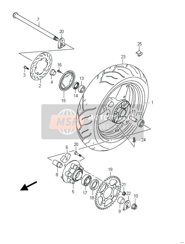 Roue arrière (GSF650A)