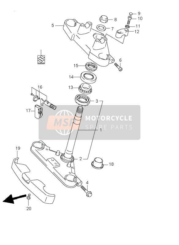 Suzuki VL250 INTRUDER 2002 Soporte de horquilla delantera para un 2002 Suzuki VL250 INTRUDER