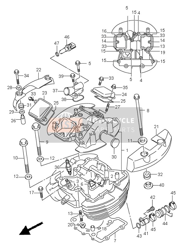 Suzuki VL800 VOLUSIA 2002 Culasse (De face) pour un 2002 Suzuki VL800 VOLUSIA