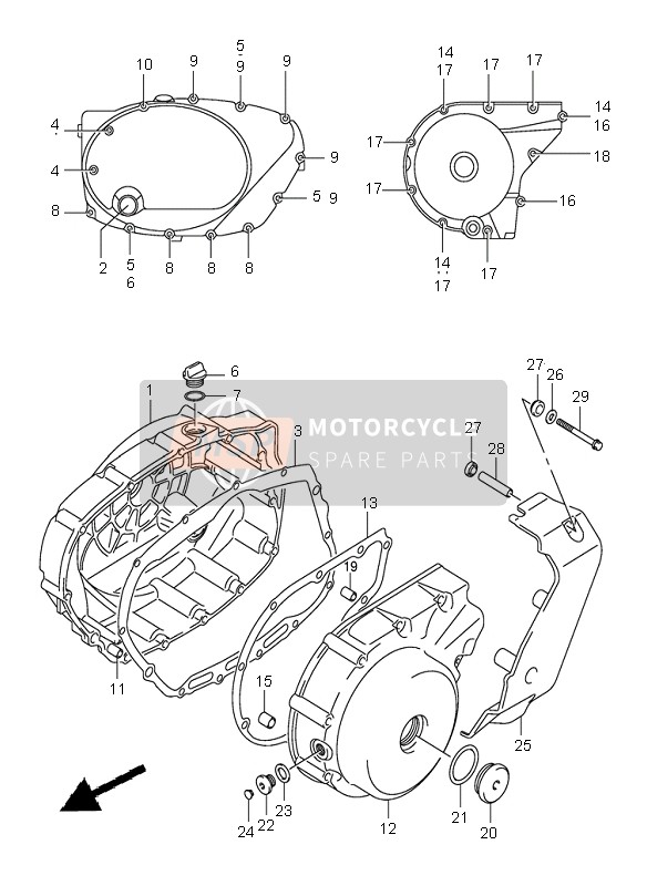 Suzuki VL800 VOLUSIA 2002 KURBELGEHÄUSEABDECKUNG für ein 2002 Suzuki VL800 VOLUSIA