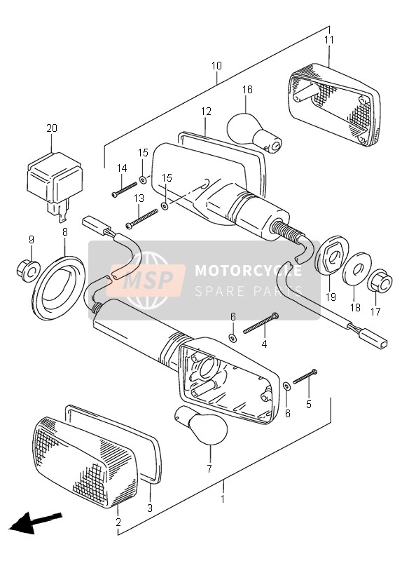 Suzuki RF900R 1995 Lámpara de señal de giro para un 1995 Suzuki RF900R